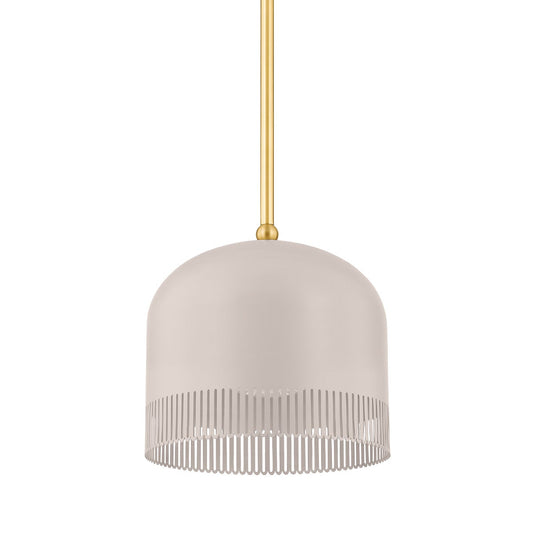 Mitzi by Hudson Valley Lighting Liba Small Pendant in Aged Brass / Soft Peignoir