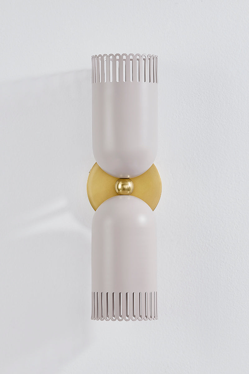 Mitzi by Hudson Valley Lighting Liba 2-Light Wall Sconce in Aged Brass / Soft Peignoir, detail view 1