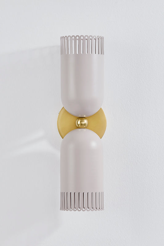 Mitzi by Hudson Valley Lighting Liba 2-Light Wall Sconce in Aged Brass / Soft Peignoir, detail view 1