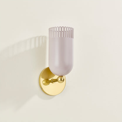 Mitzi by Hudson Valley Lighting Liba 1-Light Wall Sconce in Aged Brass / Soft Peignoir, detail view 2