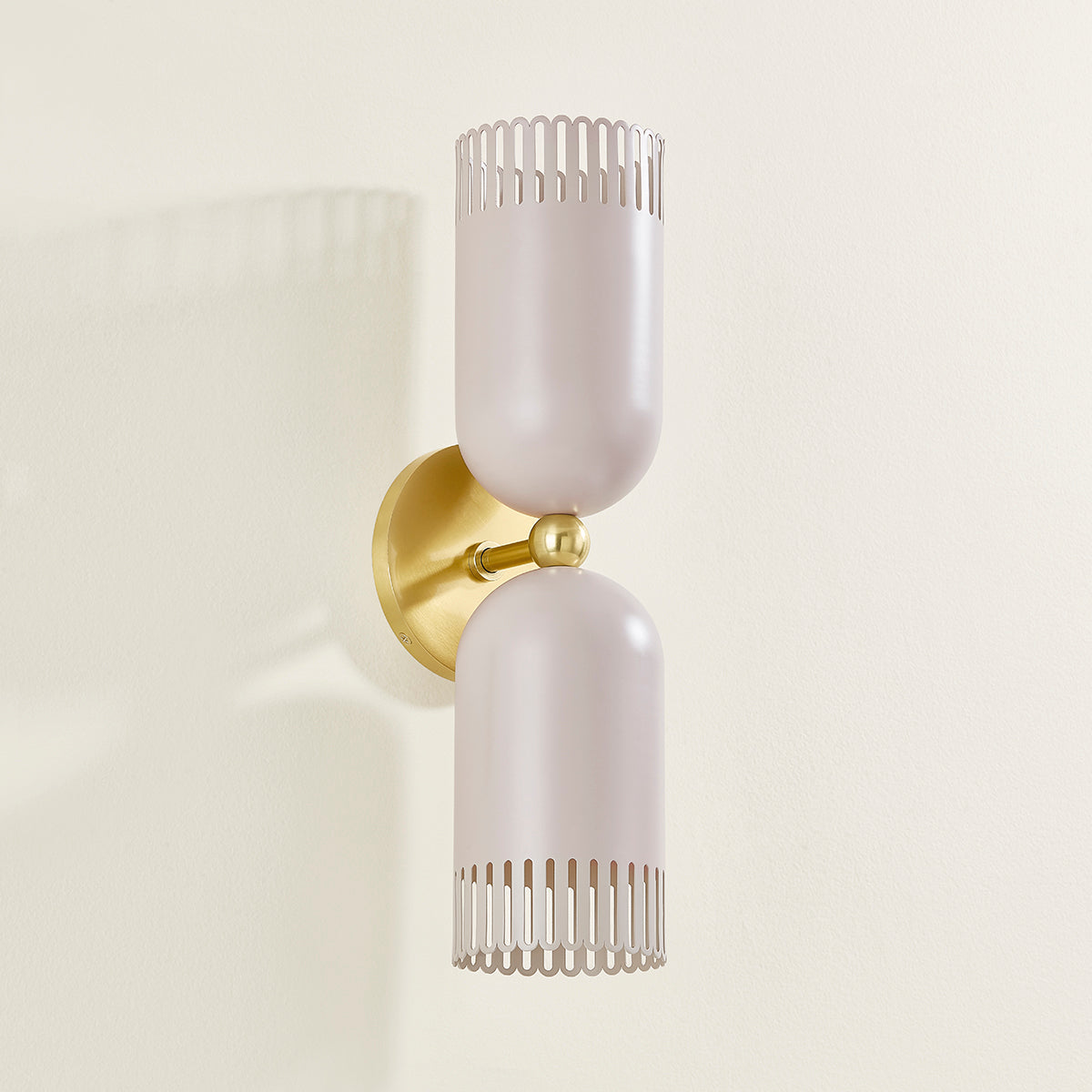 Mitzi by Hudson Valley Lighting Liba 2-Light Wall Sconce in Aged Brass / Soft Peignoir, detail view 2