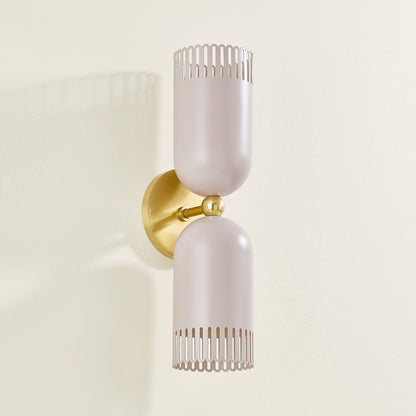 Mitzi by Hudson Valley Lighting Liba 2-Light Wall Sconce in Aged Brass / Soft Peignoir, detail view 2