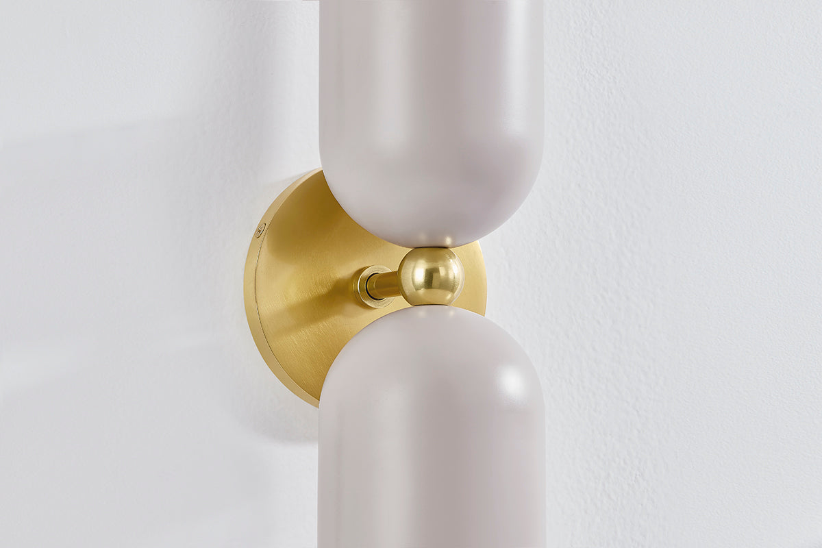 Mitzi by Hudson Valley Lighting Liba 2-Light Wall Sconce in Aged Brass / Soft Peignoir, detail view 3