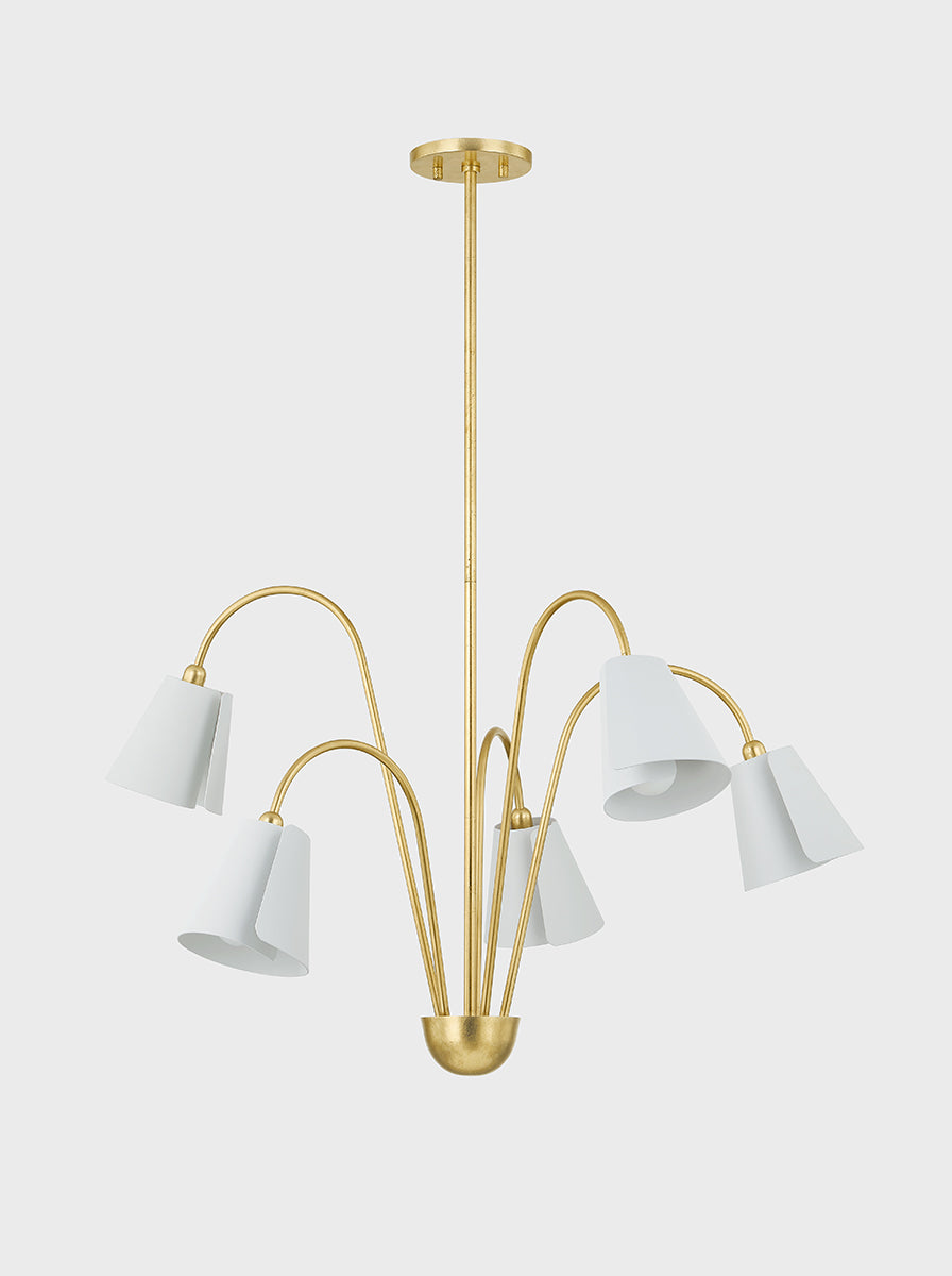 Mitzi by Hudson Valley Lighting Lila Chandelier in Gold Leaf / Textured On White Combo, detail view 1