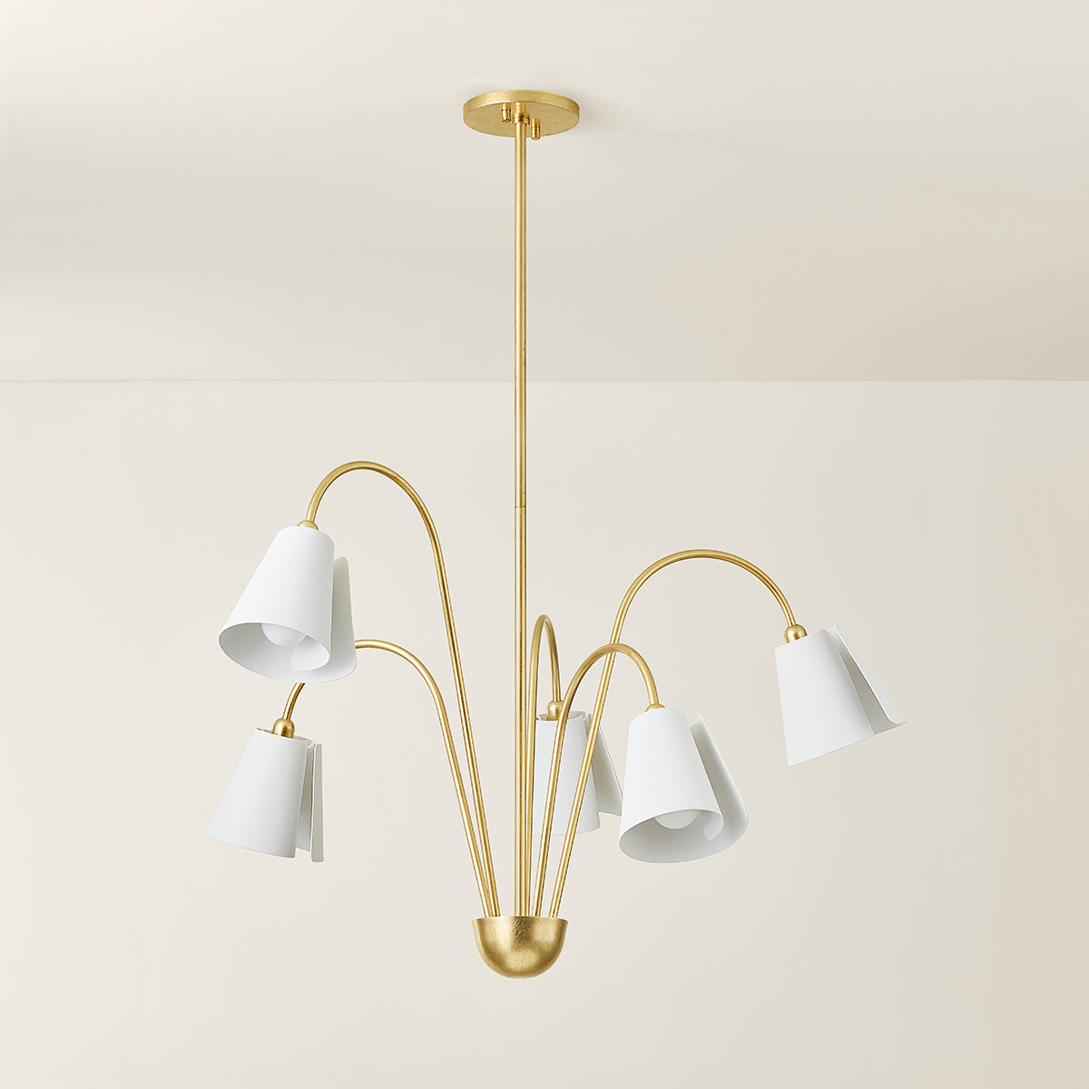 Mitzi by Hudson Valley Lighting Lila Chandelier in Gold Leaf / Textured On White Combo, detail view 2