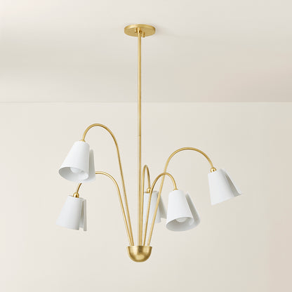 Mitzi by Hudson Valley Lighting Lila Chandelier in Gold Leaf / Textured On White Combo, detail view 2