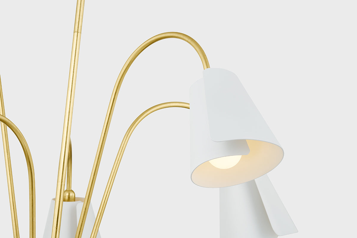 Mitzi by Hudson Valley Lighting Lila Chandelier in Gold Leaf / Textured On White Combo, detail view 3