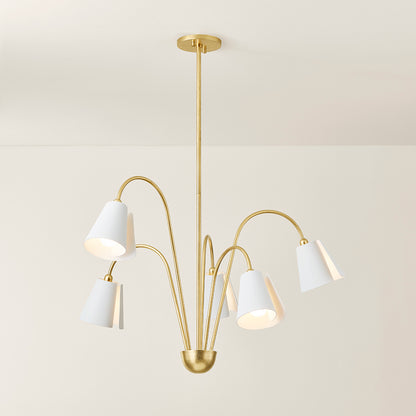 Mitzi by Hudson Valley Lighting Lila Chandelier in Gold Leaf / Textured On White Combo, detail view 4