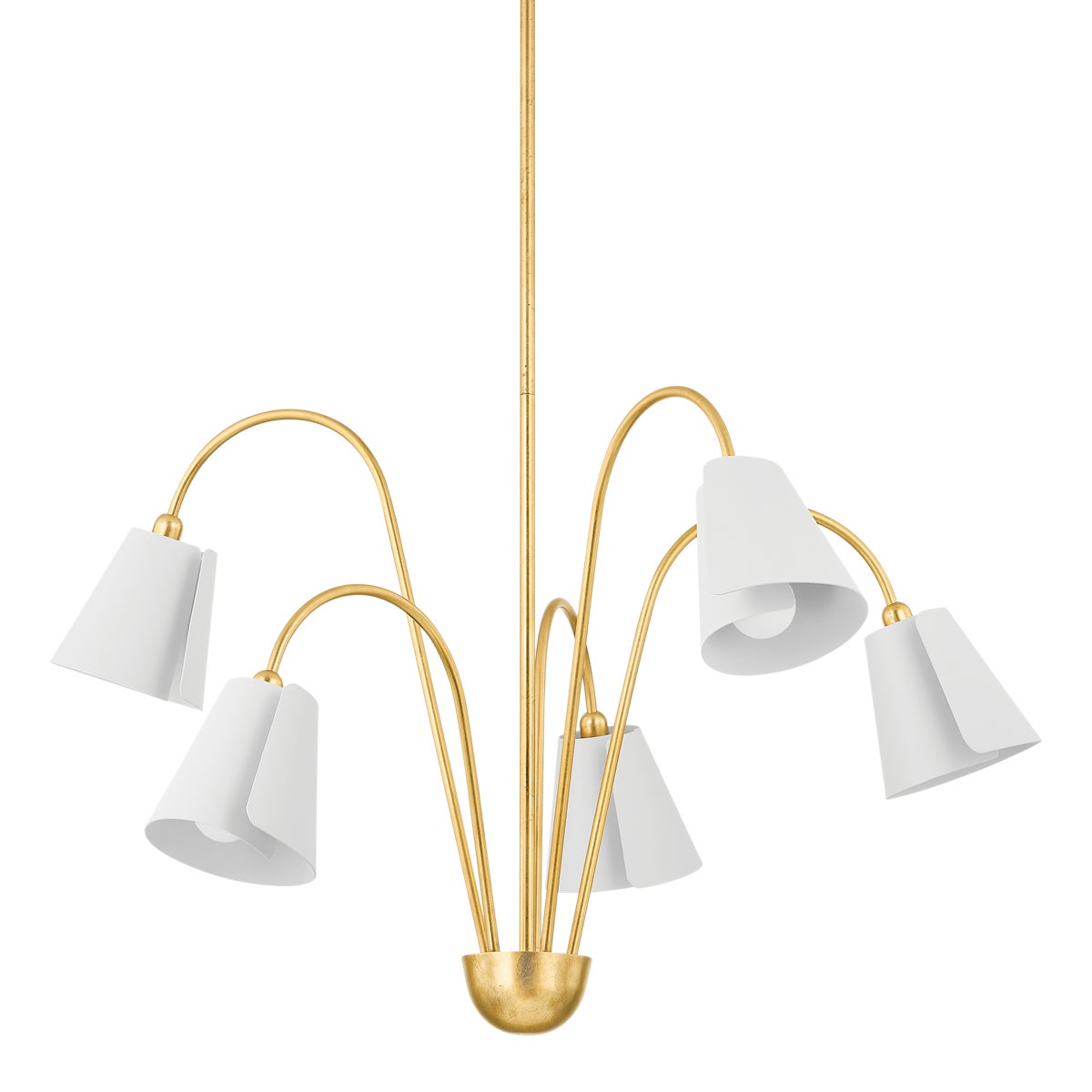 Mitzi by Hudson Valley Lighting Lila Chandelier in Gold Leaf / Textured On White Combo