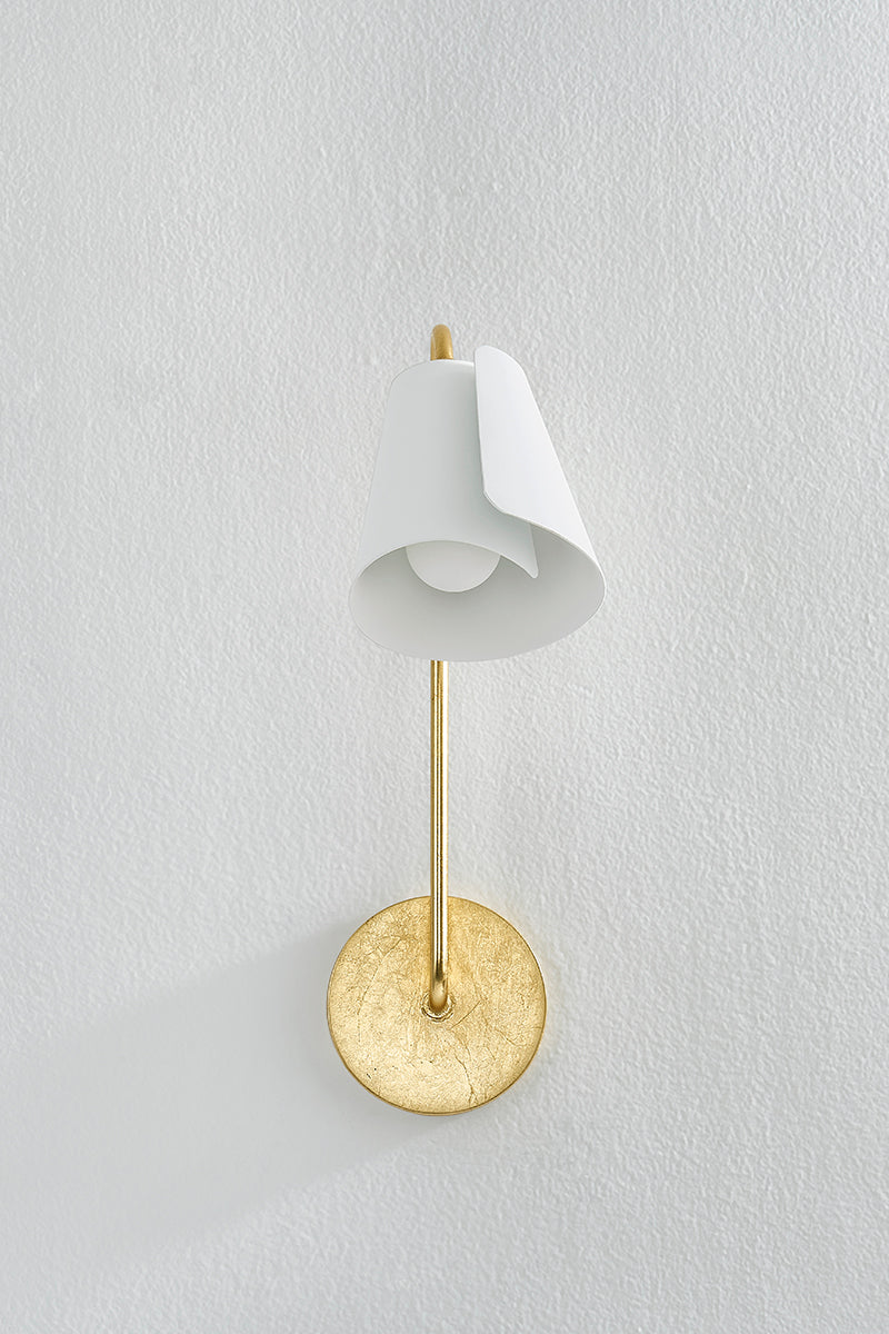 Mitzi by Hudson Valley Lighting Lila Wall Sconce in Gold Leaf / Textured On White Combo, detail view 1