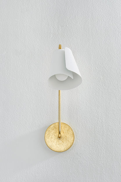 Mitzi by Hudson Valley Lighting Lila Wall Sconce in Gold Leaf / Textured On White Combo, detail view 1