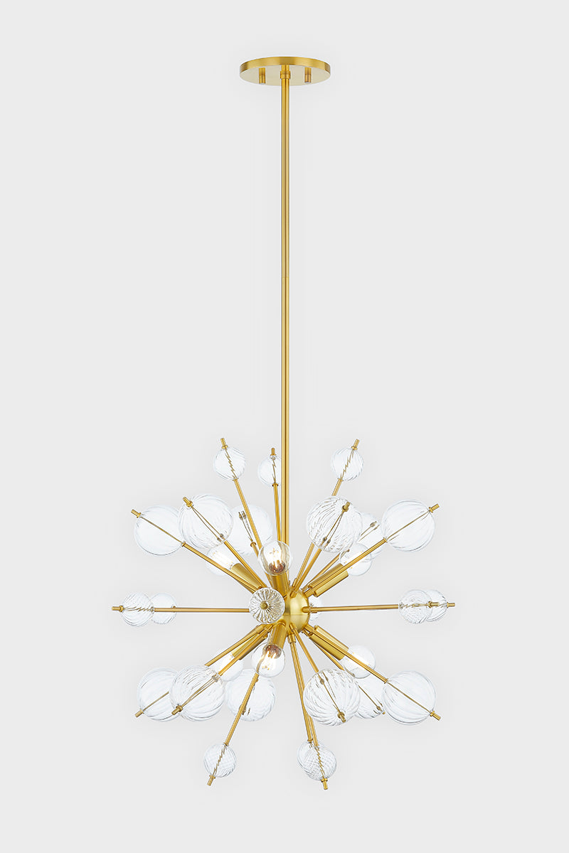Mitzi by Hudson Valley Lighting Linnea 6-Light Chandelier in Aged Brass, detail view 1