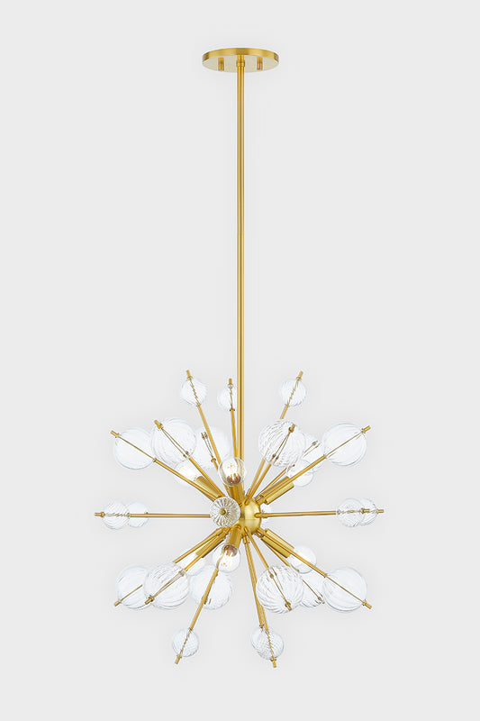 Mitzi by Hudson Valley Lighting Linnea 6-Light Chandelier in Aged Brass, detail view 1