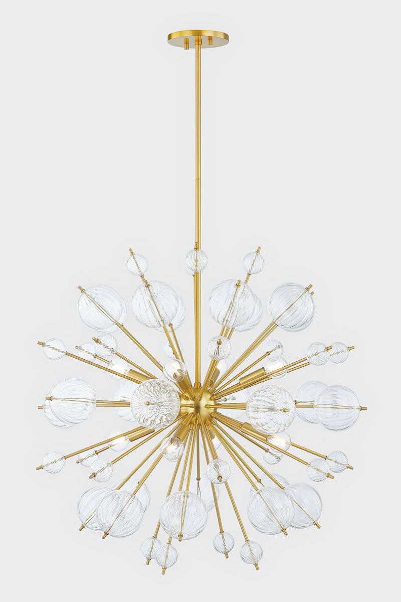 Mitzi by Hudson Valley Lighting Linnea 8-Light Chandelier in Aged Brass, detail view 1