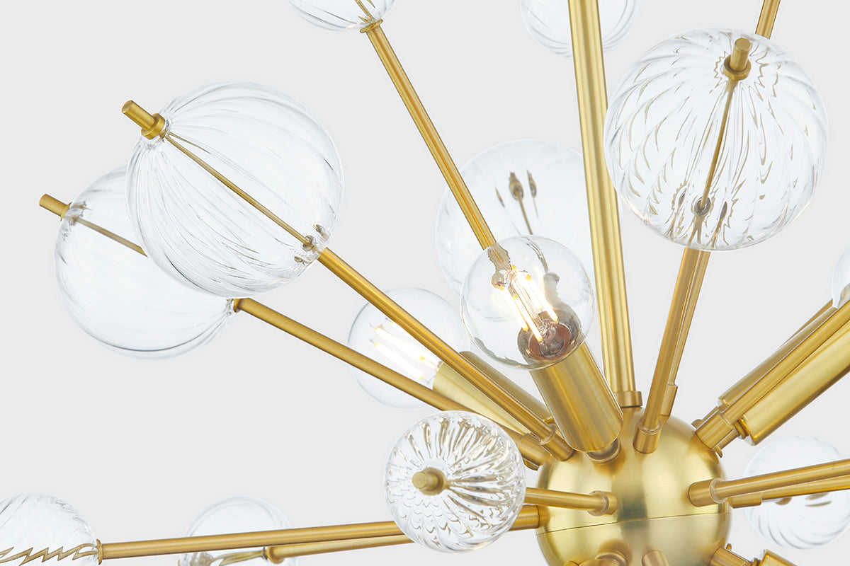 Mitzi by Hudson Valley Lighting Linnea 6-Light Chandelier in Aged Brass, detail view 2