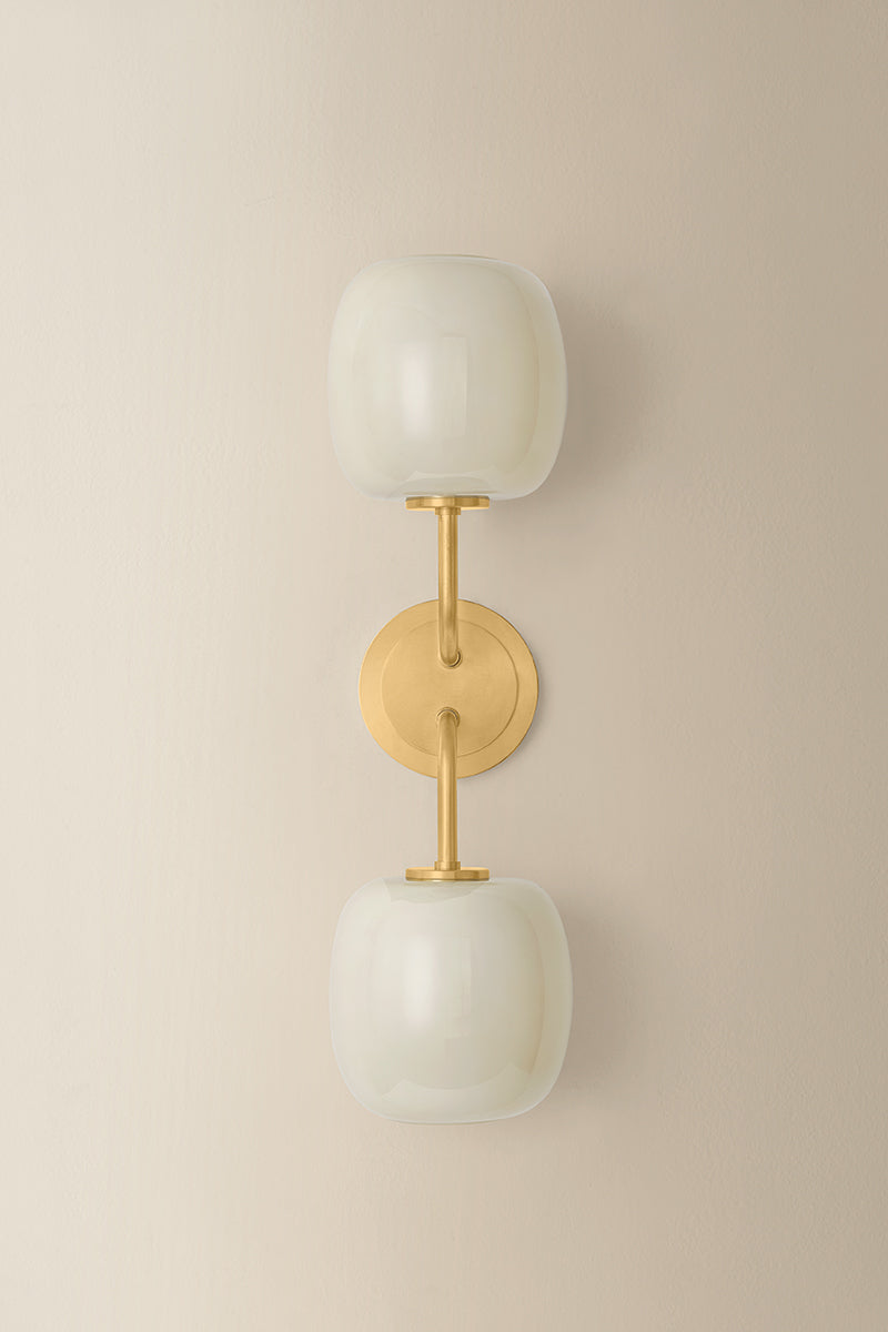 Mitzi by Hudson Valley Lighting Lisette 2-Light Vanity Light in Aged Brass, detail view 1