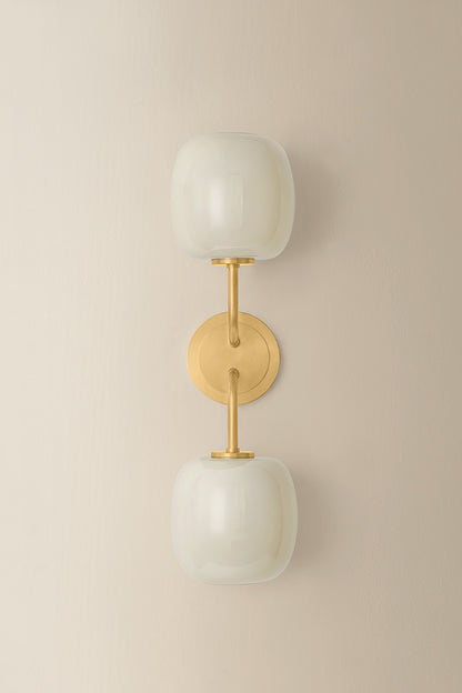 Mitzi by Hudson Valley Lighting Lisette 2-Light Vanity Light in Aged Brass, detail view 1