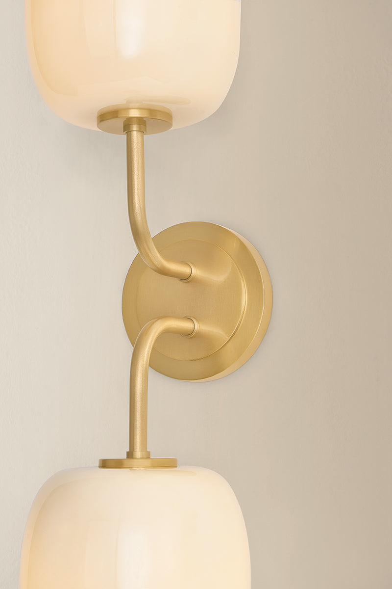 Mitzi by Hudson Valley Lighting Lisette 2-Light Vanity Light in Aged Brass, detail view 3