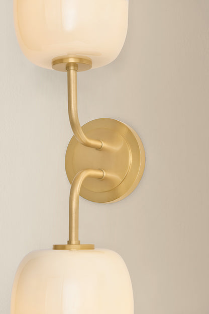 Mitzi by Hudson Valley Lighting Lisette 2-Light Vanity Light in Aged Brass, detail view 3