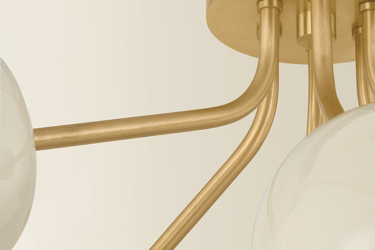 Mitzi by Hudson Valley Lighting Lisette Semi-Flush Mount in Aged Brass, detail view 1