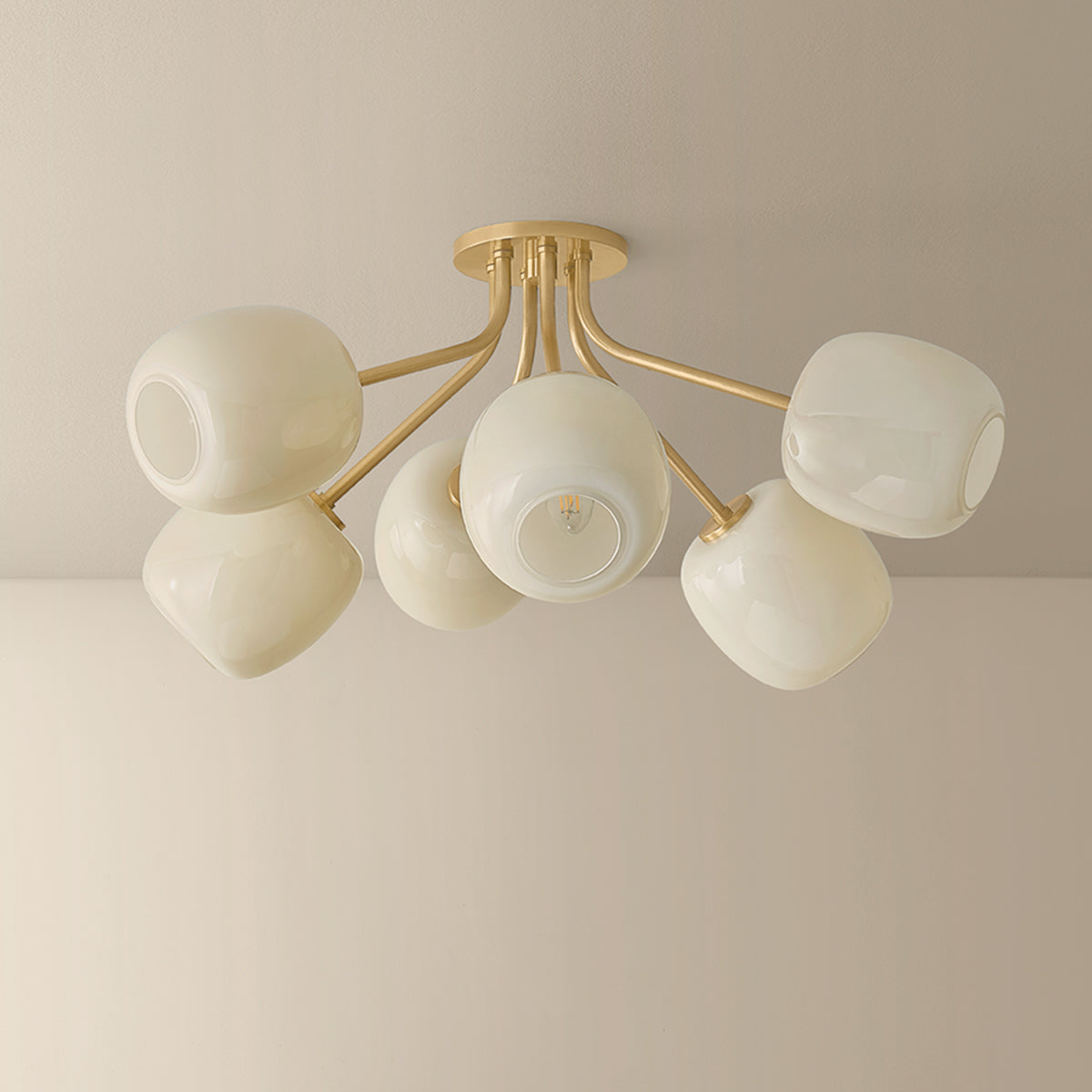 Mitzi by Hudson Valley Lighting Lisette Semi-Flush Mount in Aged Brass, detail view 2