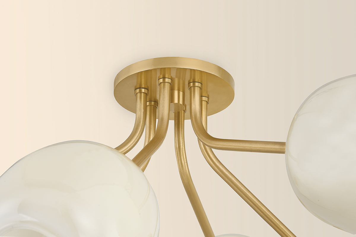 Mitzi by Hudson Valley Lighting Lisette Semi-Flush Mount in Aged Brass, detail view 3