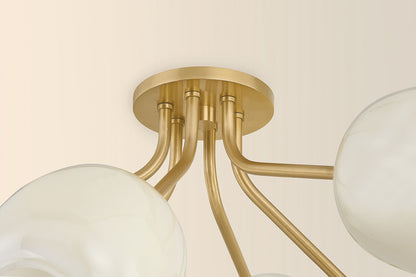 Mitzi by Hudson Valley Lighting Lisette Semi-Flush Mount in Aged Brass, detail view 3