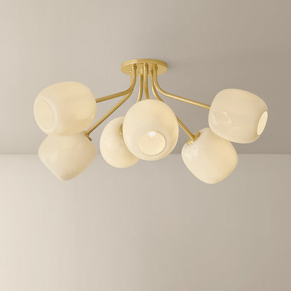 Mitzi by Hudson Valley Lighting Lisette Semi-Flush Mount in Aged Brass, detail view 4