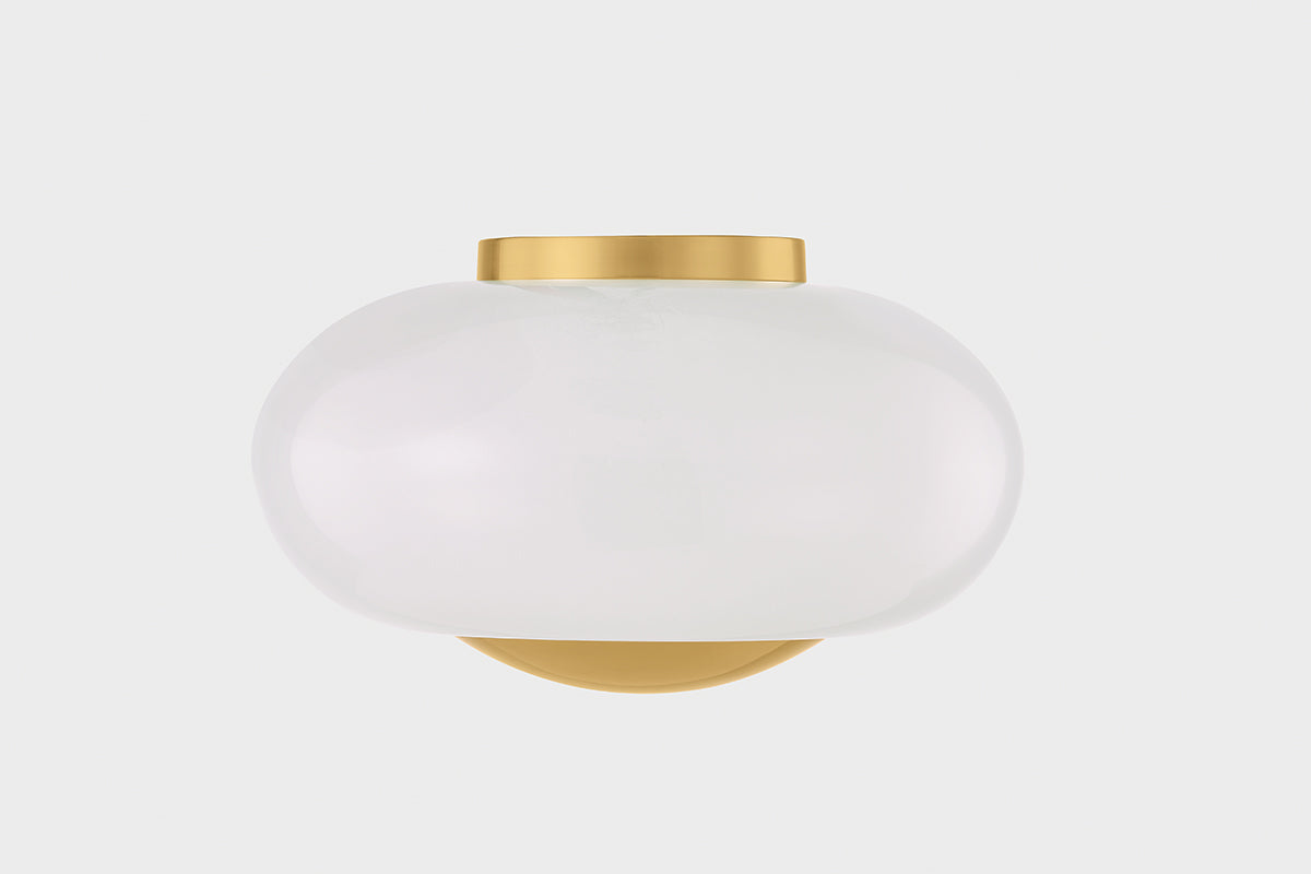 Mitzi by Hudson Valley Lighting Lottie Flush Mount in Aged Brass, detail view 1