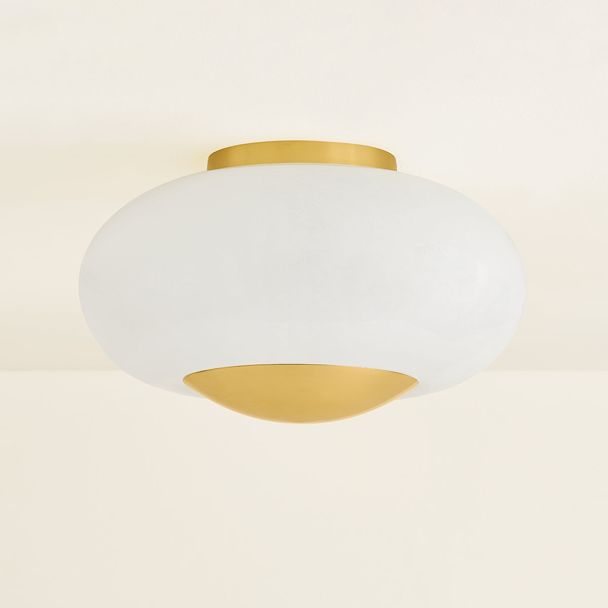 Mitzi by Hudson Valley Lighting Lottie Flush Mount in Aged Brass, detail view 2