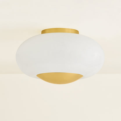 Mitzi by Hudson Valley Lighting Lottie Flush Mount in Aged Brass, detail view 2