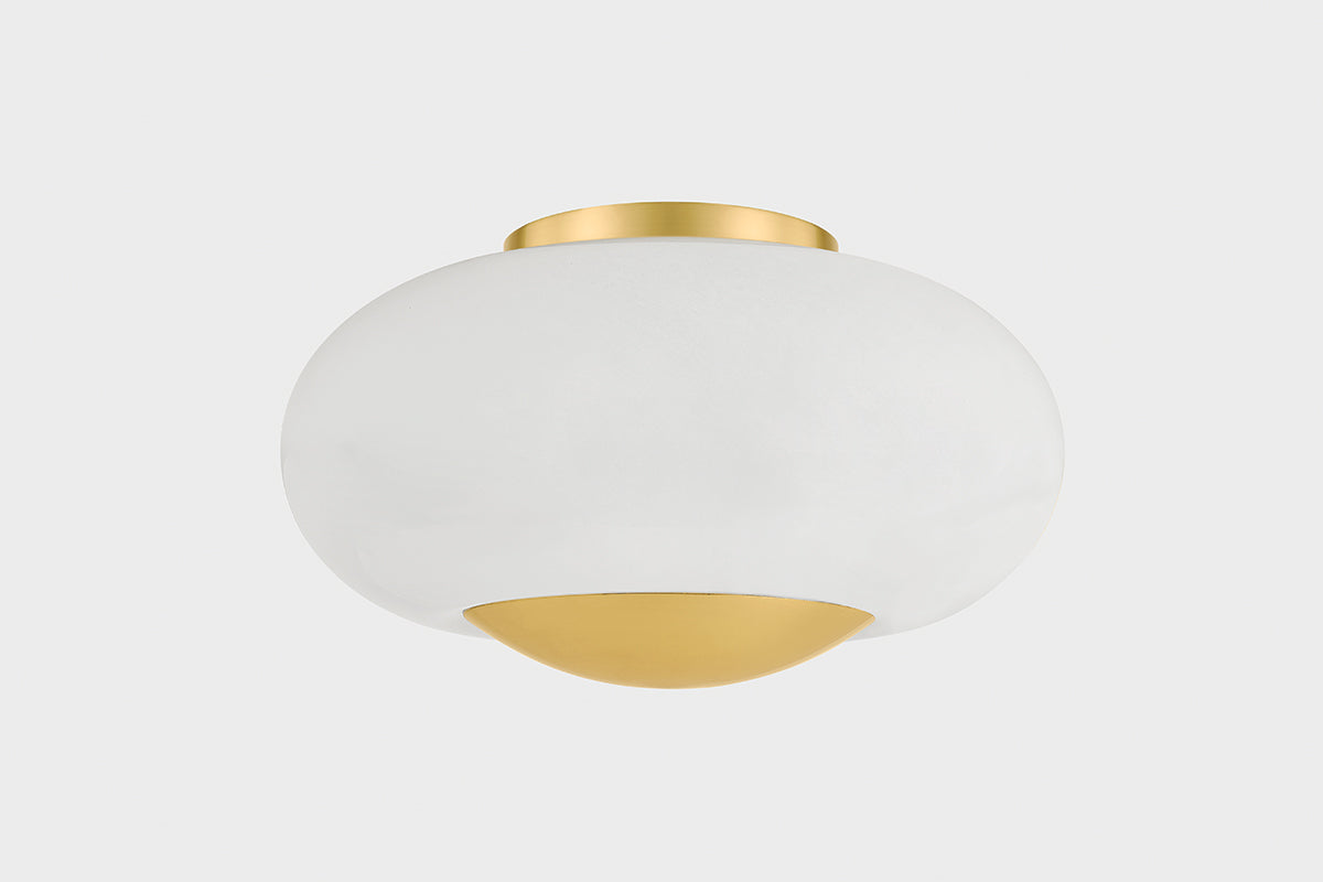 Mitzi by Hudson Valley Lighting Lottie Flush Mount in Aged Brass, detail view 3