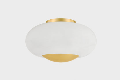 Mitzi by Hudson Valley Lighting Lottie Flush Mount in Aged Brass, detail view 3