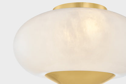 Mitzi by Hudson Valley Lighting Lottie Flush Mount in Aged Brass, detail view 6