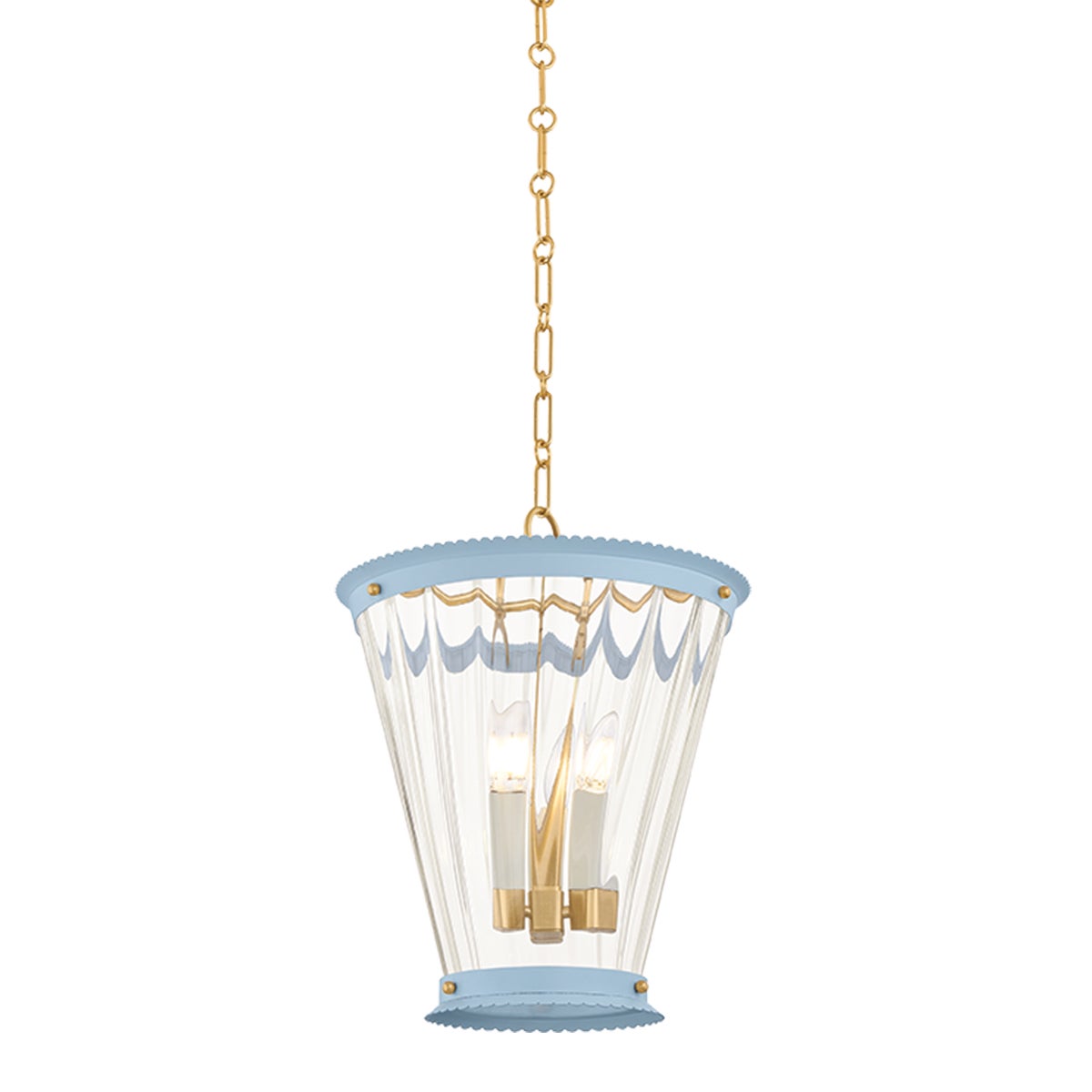 Mitzi by Hudson Valley Lighting Lucretia Lantern in Aged Brass / Soft Arctic Blue