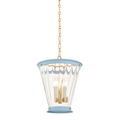 Mitzi by Hudson Valley Lighting Lucretia Lantern in Aged Brass / Soft Arctic Blue