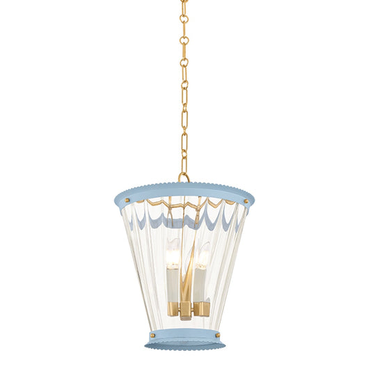 Mitzi by Hudson Valley Lighting Lucretia Lantern in Aged Brass / Soft Arctic Blue