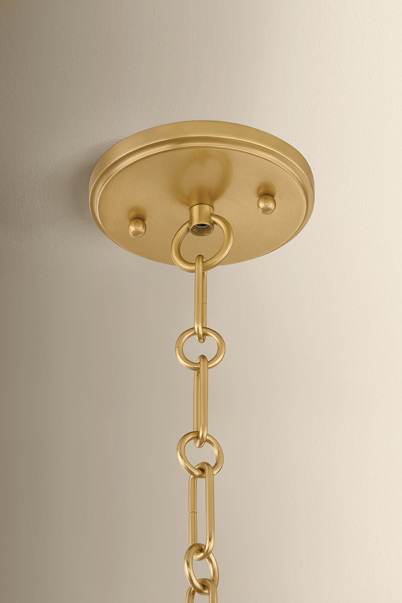 Mitzi by Hudson Valley Lighting Lucretia Lantern in Aged Brass / Soft Arctic Blue, detail view 1