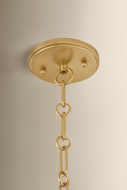 Mitzi by Hudson Valley Lighting Lucretia Lantern in Aged Brass / Soft Arctic Blue, detail view 1