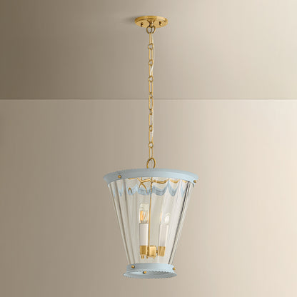 Mitzi by Hudson Valley Lighting Lucretia Lantern in Aged Brass / Soft Arctic Blue, detail view 2