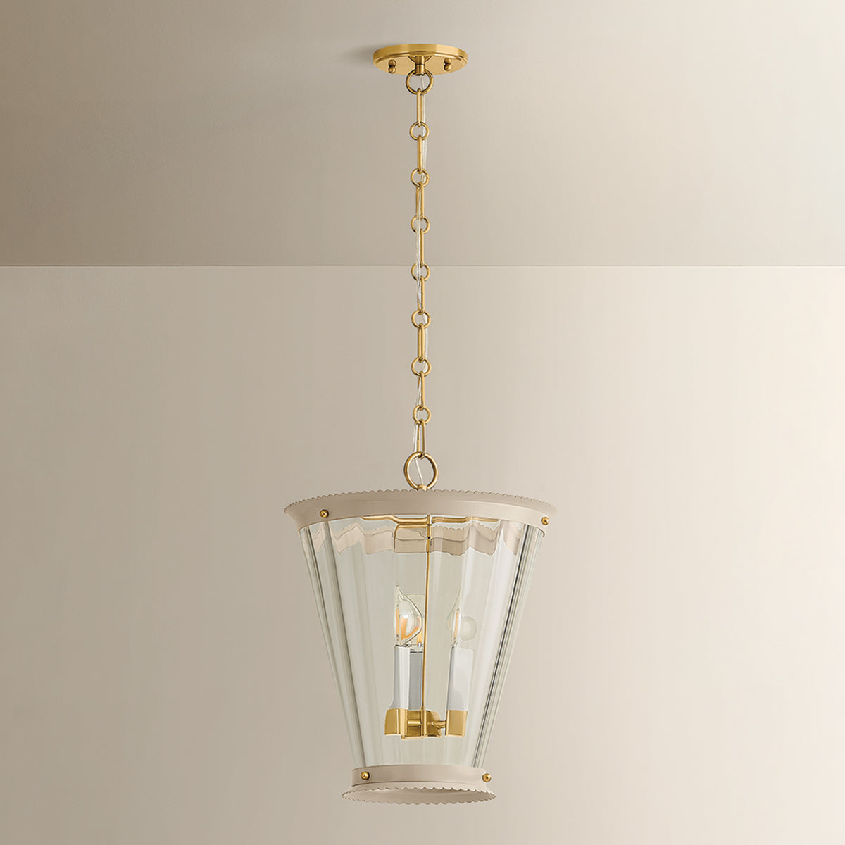 Mitzi by Hudson Valley Lighting Lucretia Lantern in Aged Brass / Soft Bisque, detail view 2