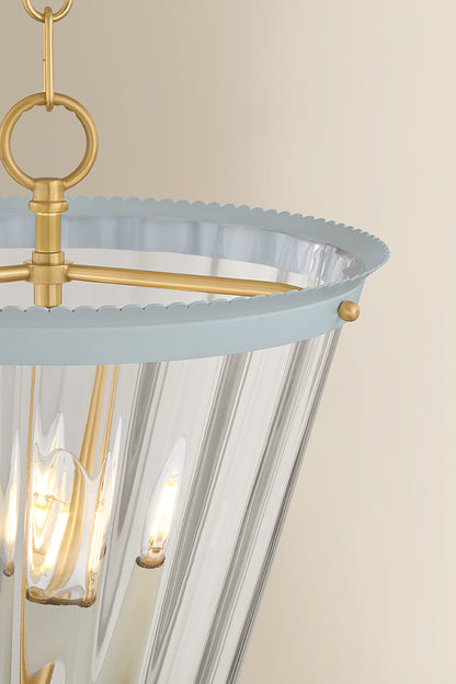 Mitzi by Hudson Valley Lighting Lucretia Lantern in Aged Brass / Soft Arctic Blue, detail view 3