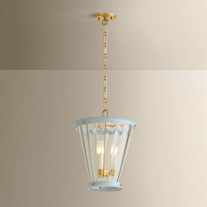 Mitzi by Hudson Valley Lighting Lucretia Lantern in Aged Brass / Soft Arctic Blue, detail view 4