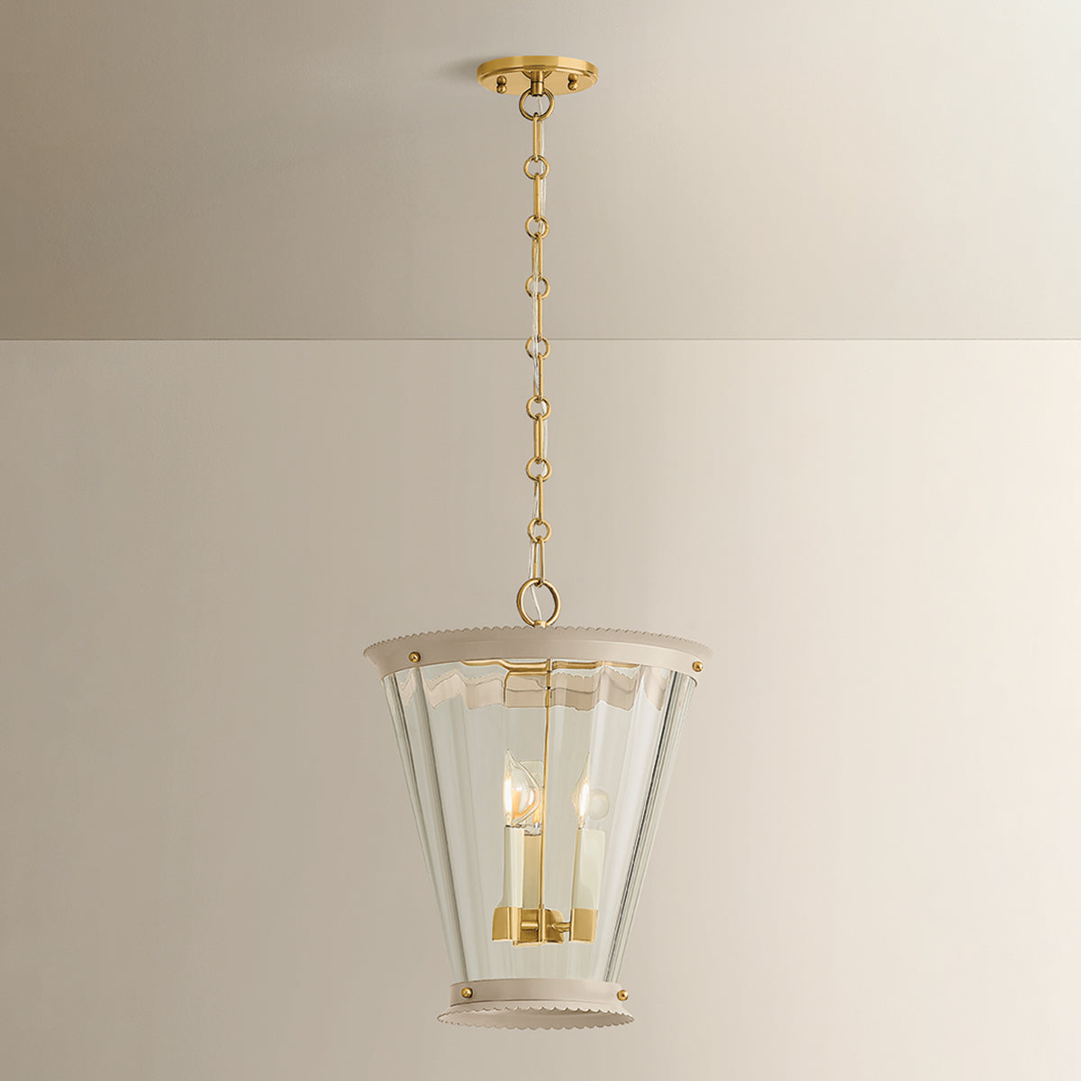 Mitzi by Hudson Valley Lighting Lucretia Lantern in Aged Brass / Soft Bisque, detail view 4
