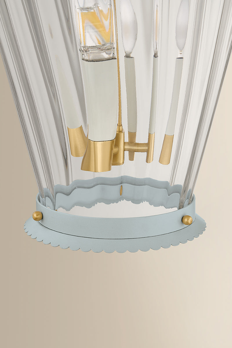 Mitzi by Hudson Valley Lighting Lucretia Lantern in Aged Brass / Soft Arctic Blue, detail view 5