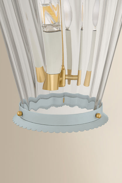 Mitzi by Hudson Valley Lighting Lucretia Lantern in Aged Brass / Soft Arctic Blue, detail view 5