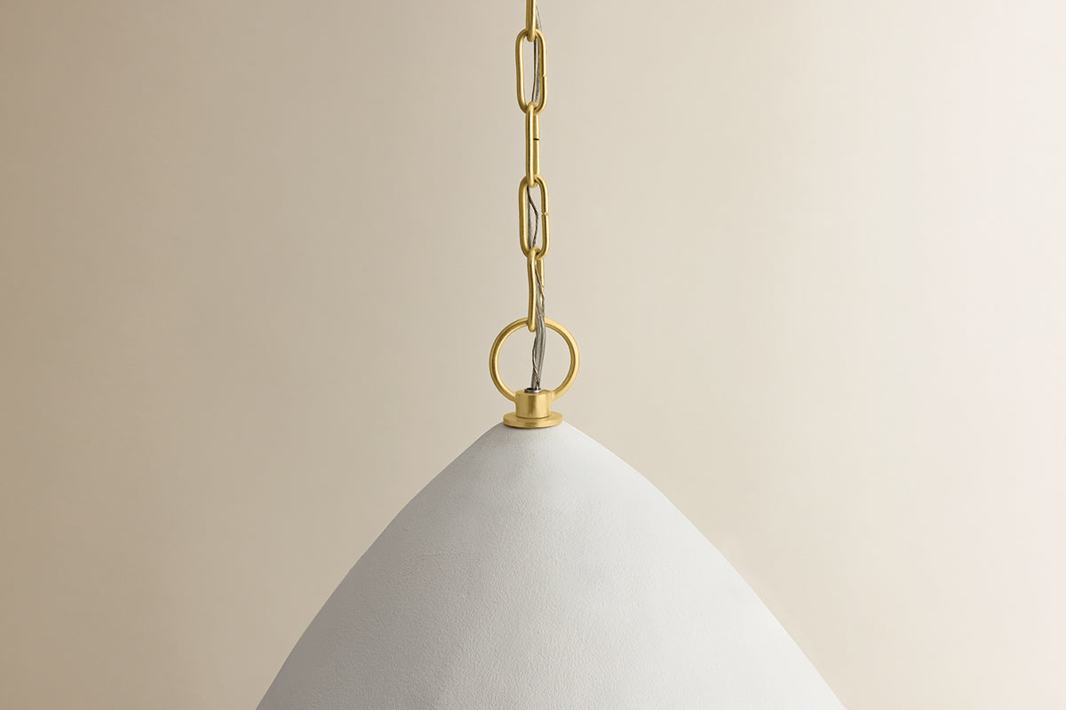 Mitzi by Hudson Valley Lighting Lulu Pendant in Aged Brass / White Plaster, detail view 1