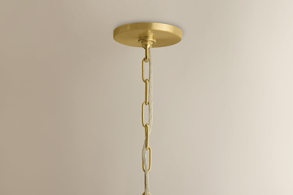 Mitzi by Hudson Valley Lighting Lulu Pendant in Aged Brass / White Plaster, detail view 4