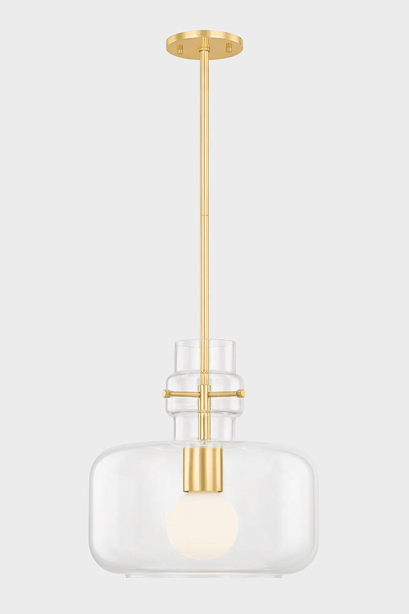 Mitzi by Hudson Valley Lighting Lumi Large Pendant in Aged Brass, detail view 1