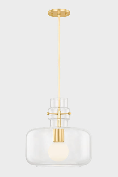 Mitzi by Hudson Valley Lighting Lumi Large Pendant in Aged Brass, detail view 1